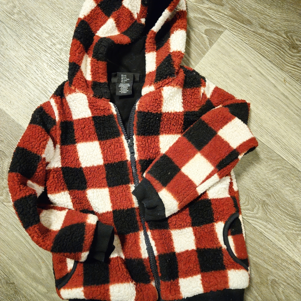 Plaid Kids Hoodie - Red and Black